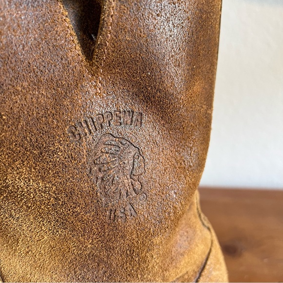 VTG Chippewa Brown Bomber Jacket Suede Engineer Boots Mens 11D Made USA 27911 - Picture 5 of 13